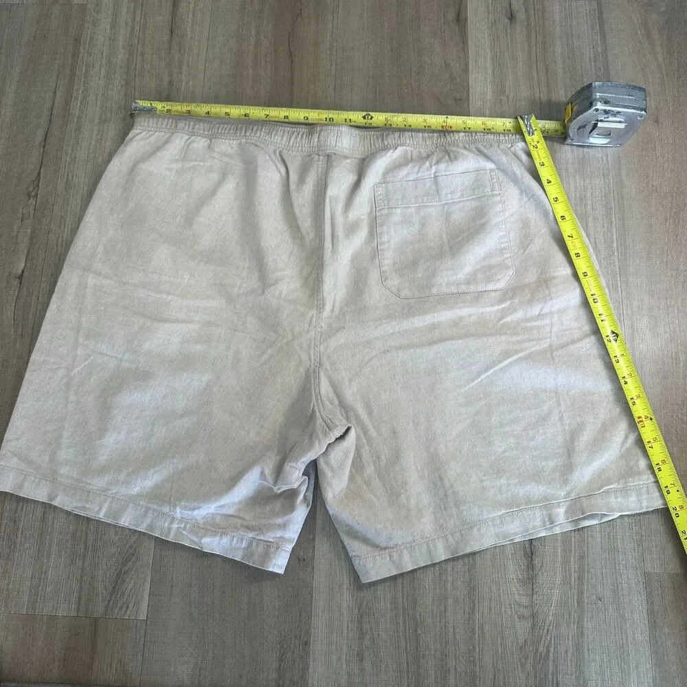Gap Mens Pull-on Linen Cotton Beige Casual Drawstring Shorts XL 8